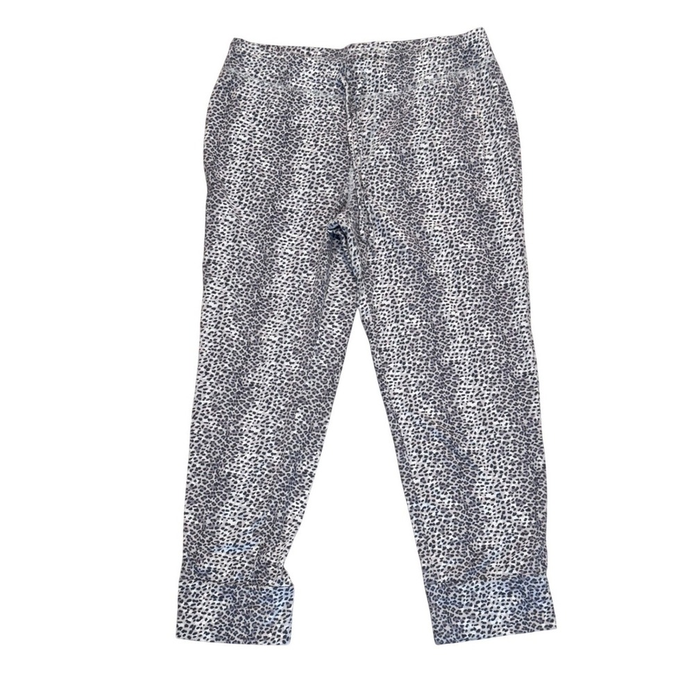 Victorias Secret Leopard Print Pajama Pants Grey Black Animal Print Crop Medium